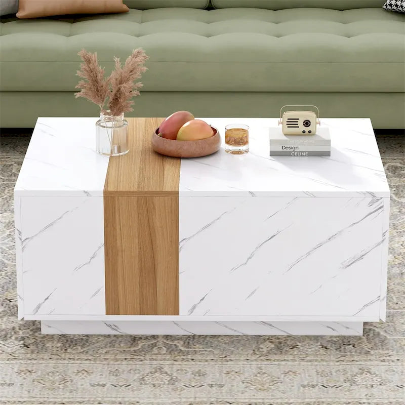 Coffee Table with 2 Storage Drawers and Wood Grain Finish