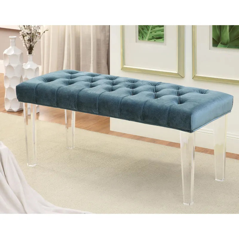 Contemporary Fabric Tufted Accent Bench