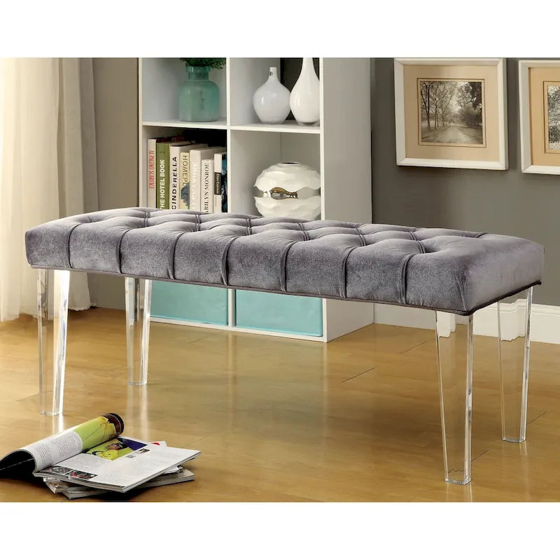 Contemporary Fabric Tufted Accent Bench