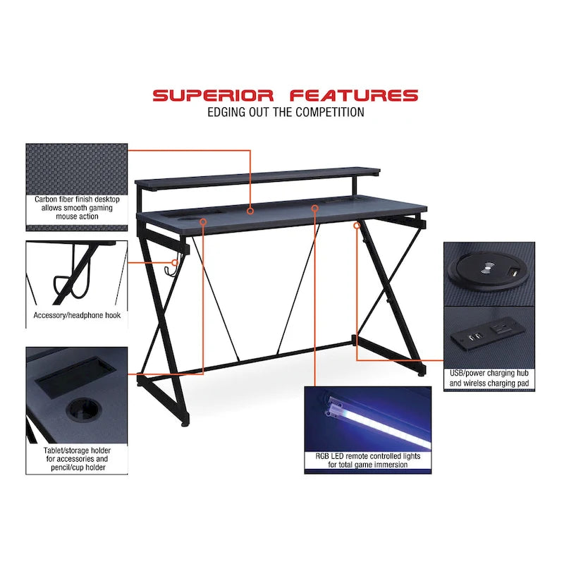 Gaming Desk with RGB LED Lights