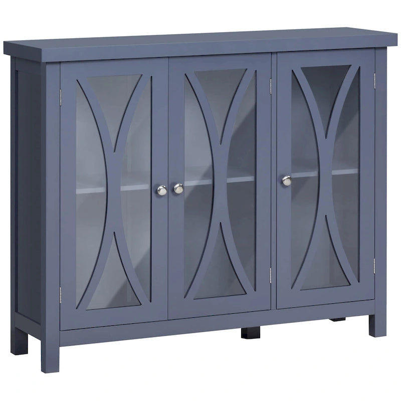 Modern Kitchen Sideboard, Buffet Cabinet with 2 Storage Cupboard, Glass Doors