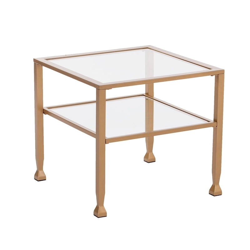 Gold & Metal Glass Top Cocktail Table