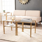 Gold & Metal Glass Top Cocktail Table