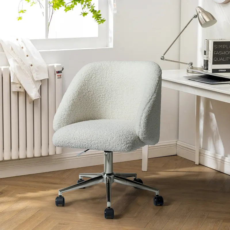 Joah Modern Boucle 360 Swivel Height Adjustable Swivel Office Chair with Rolling Wheels by HULALA HOME - N/A