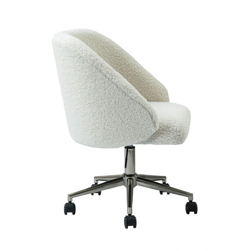 Modern Boucle 360 Swivel Height Adjustable Office Chair with Rolling Wheels
