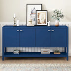 Modern Functional Entryway Console Table with Four-Door Storage and Open Shelf