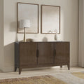 SOLID HARDWOOD 60 inch Wide Rectangle Modern 3 Door Sideboard Buffet / Storage Cabinet in Walnut Brown